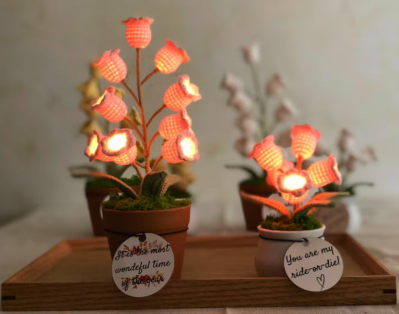 Crochet Lily of the Valley Night Light,Handmade Knitted Flower Lamp