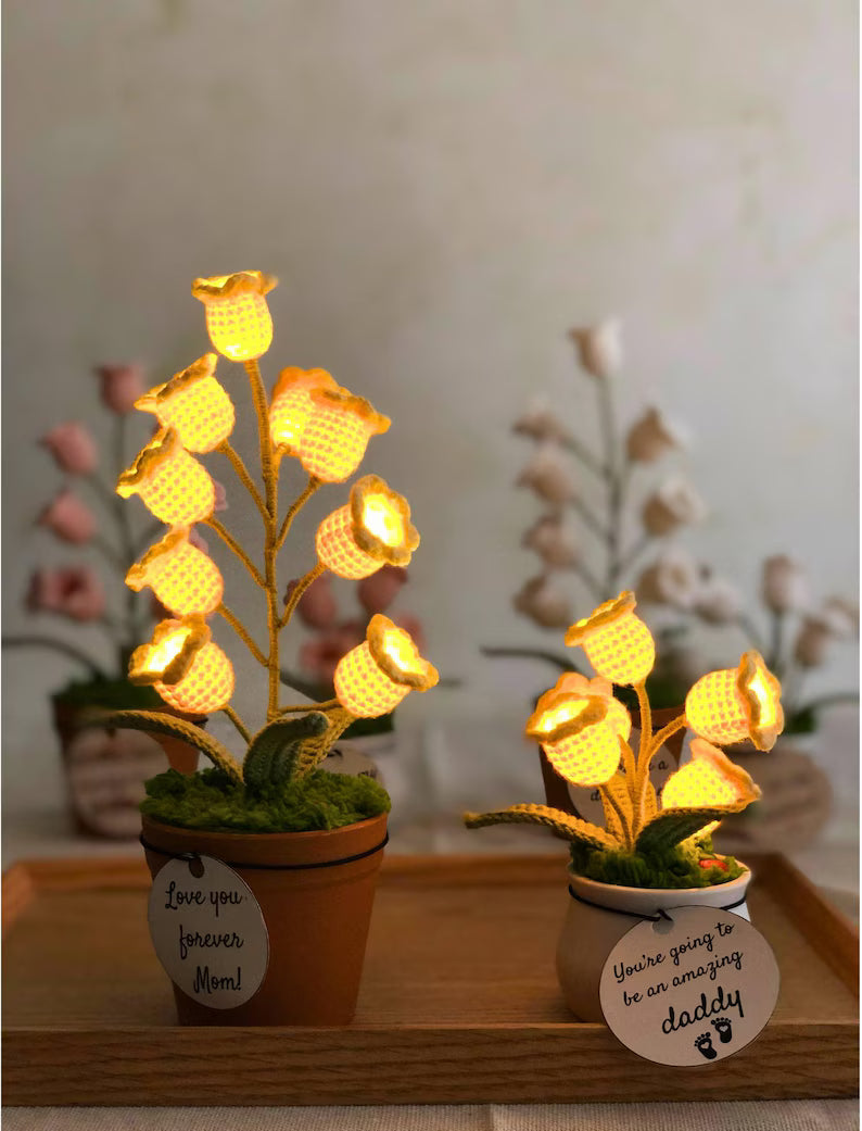 Crochet Lily of the Valley Night Light,Handmade Knitted Flower Lamp