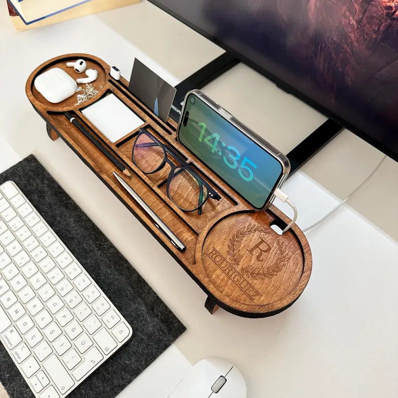 Personalized Wood Desk Organizer-Office Desk