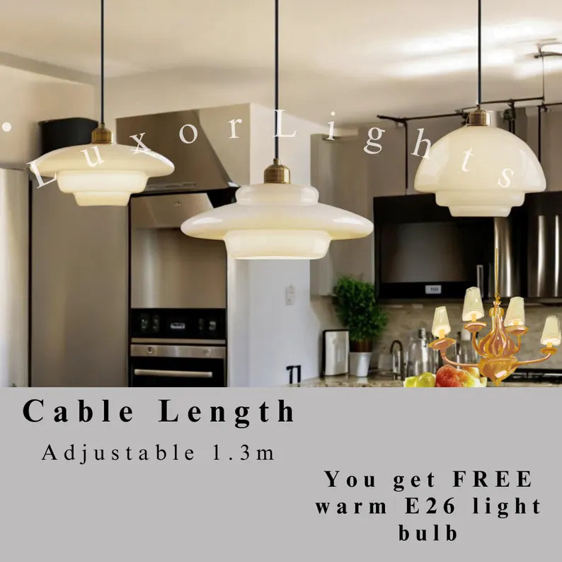 Handmade Glass Pendant Light: Retro Kitchen Island Lighting