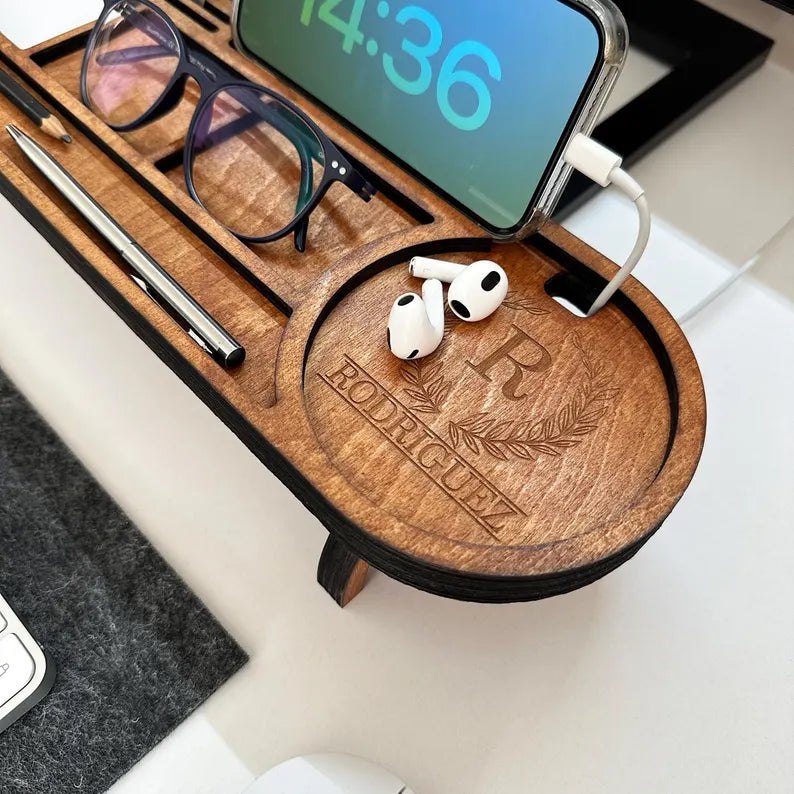 Personalized Wood Desk Organizer-Office Desk