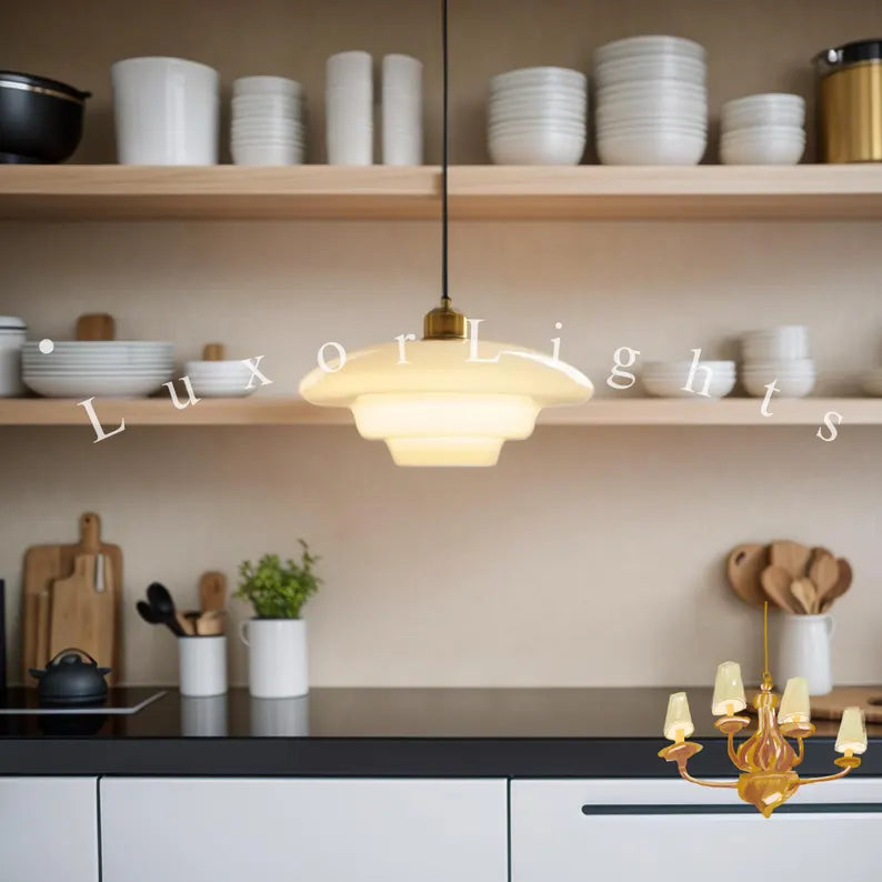 Handmade Glass Pendant Light: Retro Kitchen Island Lighting