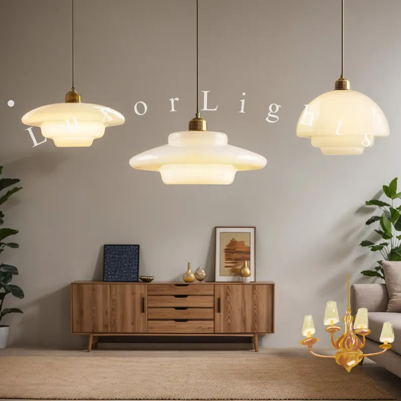 Handmade Glass Pendant Light: Retro Kitchen Island Lighting