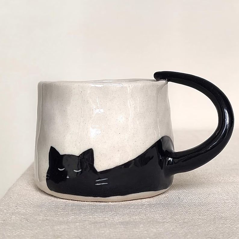 Handmade Ceramic Cat Espresso Cup: Custom Cat Mom/Dad Gift (3.5oz)